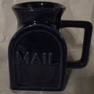 Mug  Postal Service Mail Box Shaped Coffee Cup Cobalt Blue Mailman Gift VTG